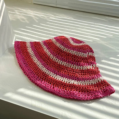 Rainbow Bucket Hat Casual Seaside Vacation Summer