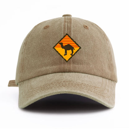Camel Print Washed Baseball Cap For Adults, Minimalist Retro Style Casual Soft