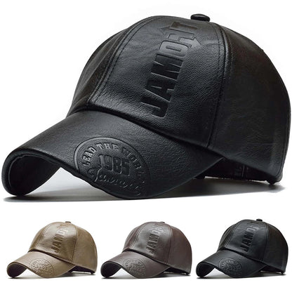 Unisex 1985 Letter Imprinting Leather Baseball Caps Spring and Autumn