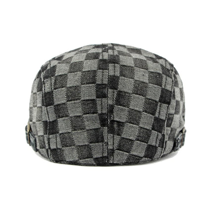 Plaid Berets Hat Men And Women Washed Denim Visors