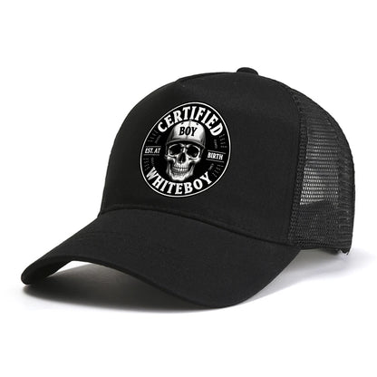 Certified Bold Skull Whiteboy Printed Baseball Cap Men Women Summer