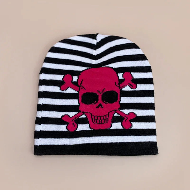 Skull Stripe Wool Knitted Hats Autumn And Winter