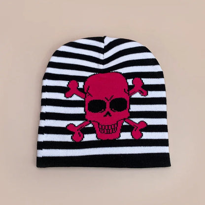 Skull Stripe Wool Knitted Hats Autumn And Winter