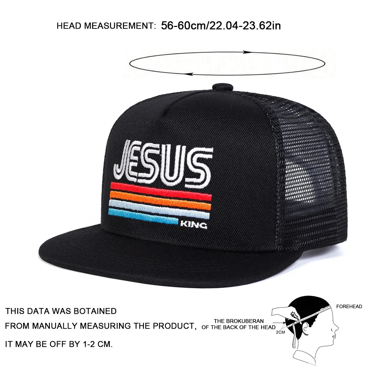Unisex Jessus Letter Embroidery Hip-hop Net Hats Spring Summer Sports Cap