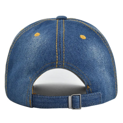 Denim Fabric Cap With Rhinestones Hip-Hop Hat