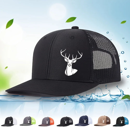 White Deer Head Printed Baseball Cap for Men and Women