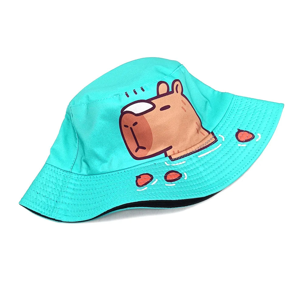 Cartoon Capybara Pattern Panama Hats
