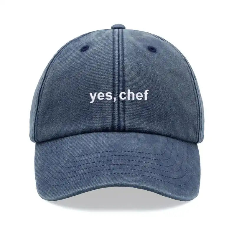 1pc "yes, Chef" Printing Baseball Cap Vintage Washed Unisex Dad Hat