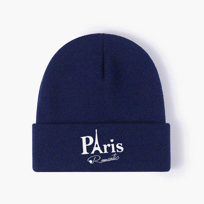 Paris Romantic Warm Knit Beanie Hat Stylish Winter Cuffed Cap