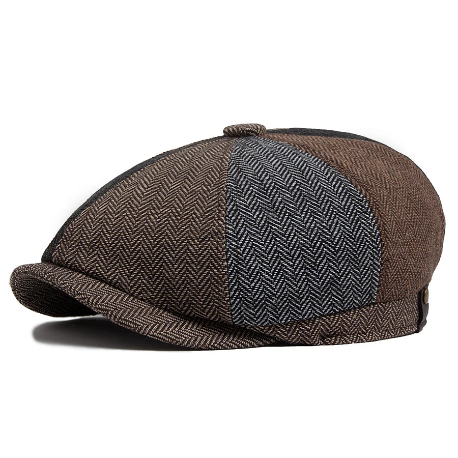 Herringbone Newsboy Caps Men Autumn Winter