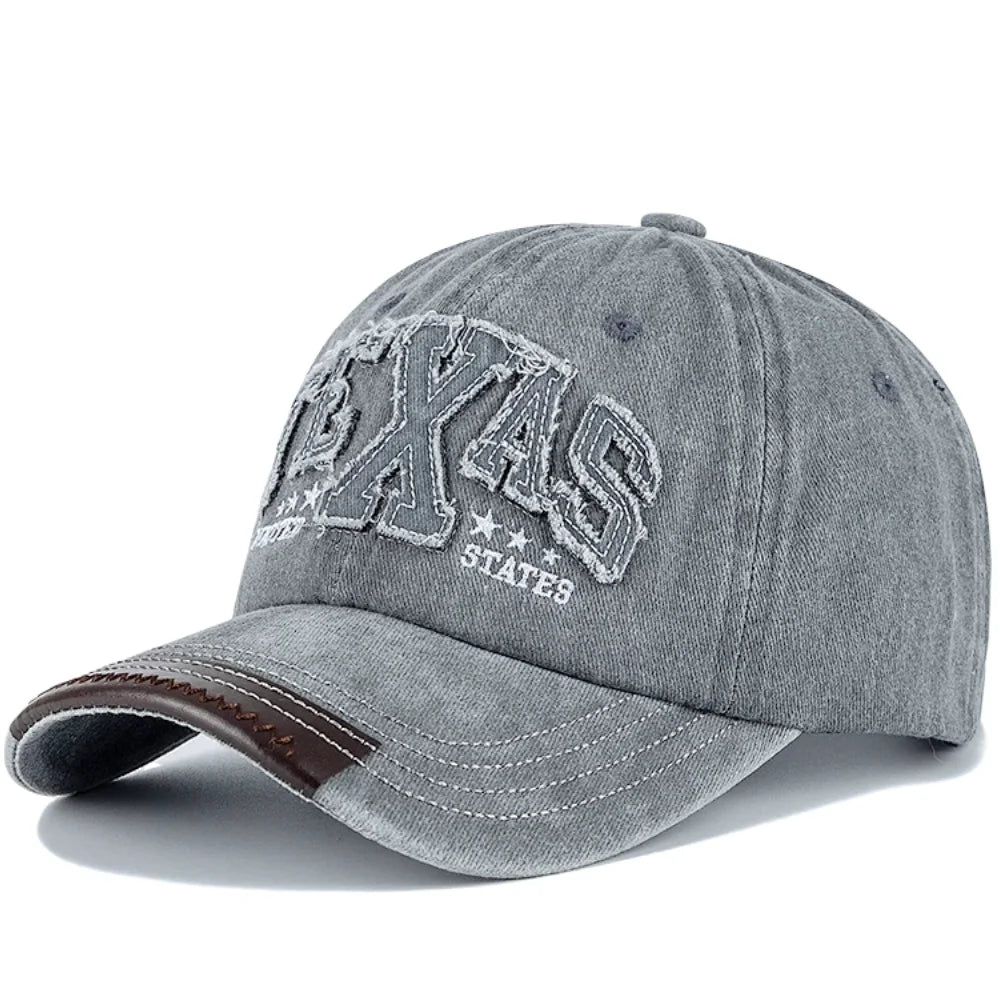 Unisex Vintage Classic Baseball Cap Texas Letter Embroidery For Man Women