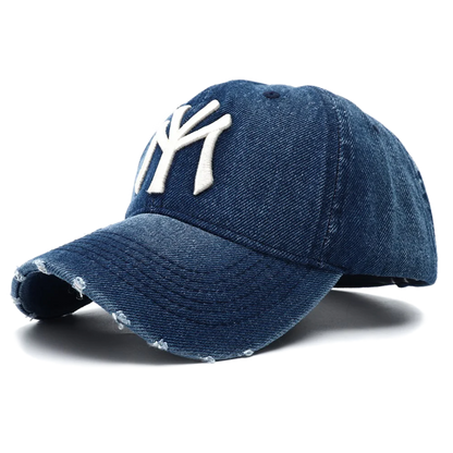 High Quality MY Embroidered Washed Denim Baseball Cap