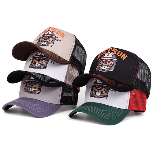 Creative New Breathable Mesh Hat Stetson Fox Embroidery Truck Hat Street Hip Hop Hat