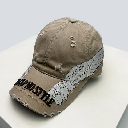 Embroidered Letters Dual-Bladed Angel Wings Baseball Hats