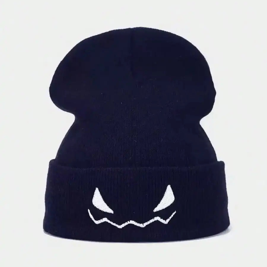 Unisex Winter Warm Skull Embroidery Knit Beanie Hat