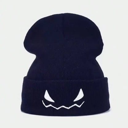 Unisex Winter Warm Skull Embroidery Knit Beanie Hat