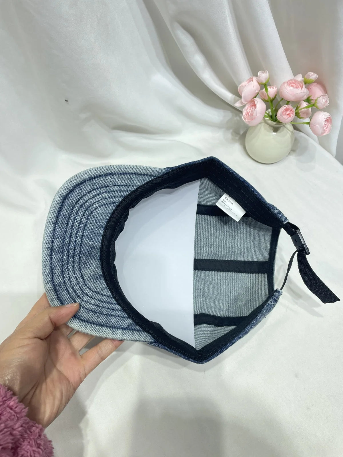 Retro Short-Brimmed Washed And Distressed Denim Baseball Cap