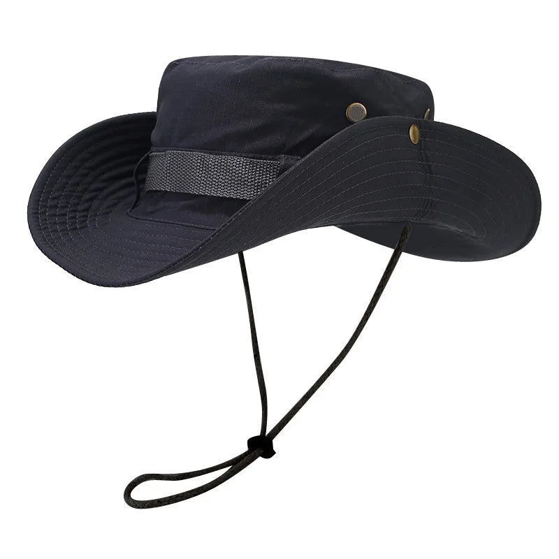 Solid Drawstring Women Bucket Hats Men Cap