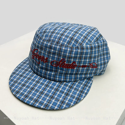 Korean Plaid Embroidered Letters Baseball Hats