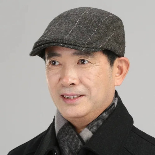 Casual Herringbone Grid Newsboy Caps Wool