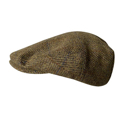Striped Gray New Wool Flat Cap Men's Keep Warm Gatsby Ivy Cap
