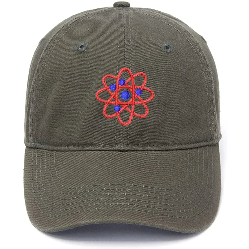 Men's Baseball Cap Atom Science Embroidery Hat Cotton Embroidered Casual Baseball Caps