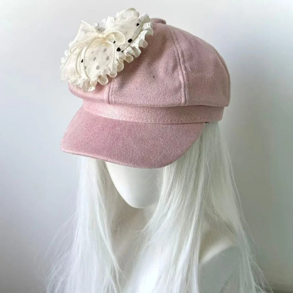 Y2K Original Lace Polka Dot Heart-Shaped Beret