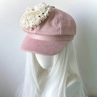 Y2K Original Lace Polka Dot Heart-Shaped Beret