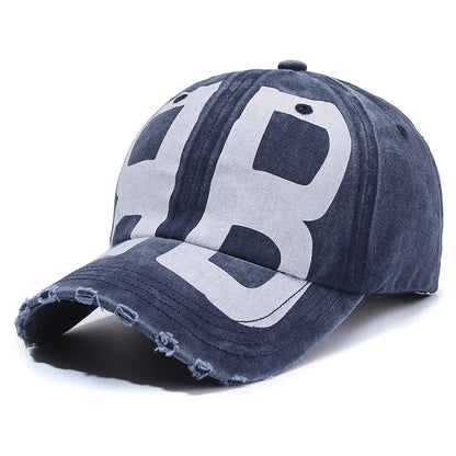 New Spring Washed Distressed Soft Top Printed Baseball Cap