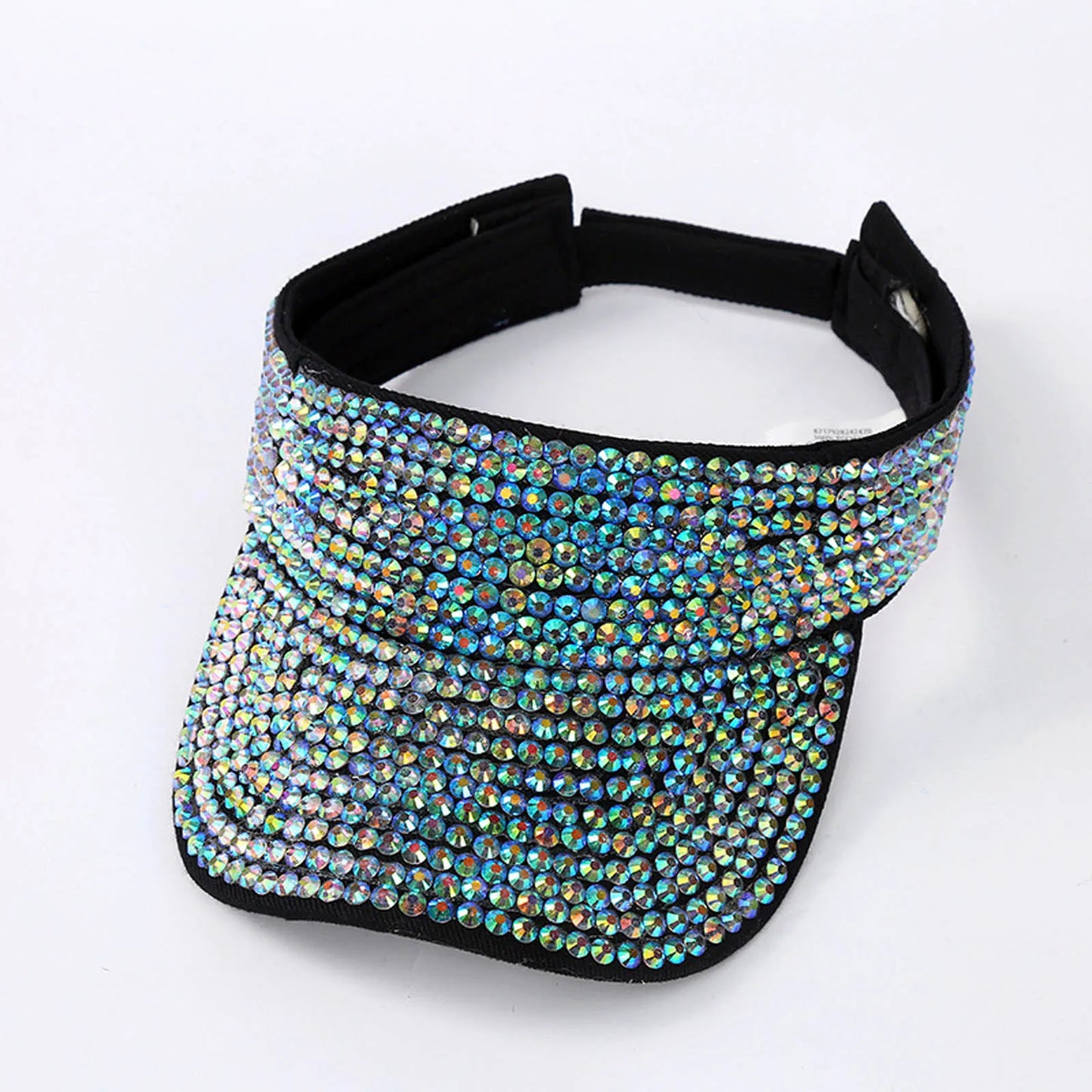 Glitter Visor Shiny Rhinestones Sport Cap Solid Empty Top Hats