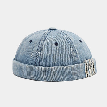Worn-Out Denim Melon Hat