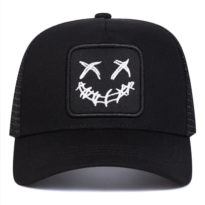 Unisex XX Smiling Face Embroidery Baseball Net Caps Spring and Summer