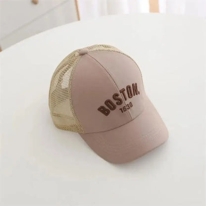 New Solid Color Baby Baseball Cap Breathable Mesh Adjustable Peaked Hat Sun Embroidery Sun Hats