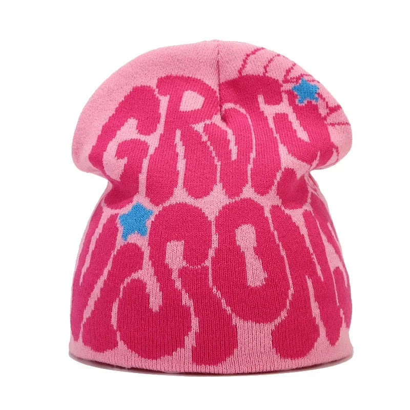 Y2K Letter Knitted Winter Autumn Beanie Cap Men Women