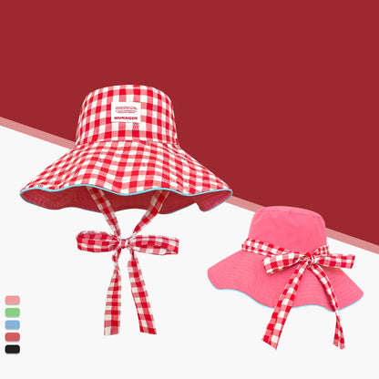 Plaid Fisherman Hat Trendy Seaside Beach Sunshade Hat