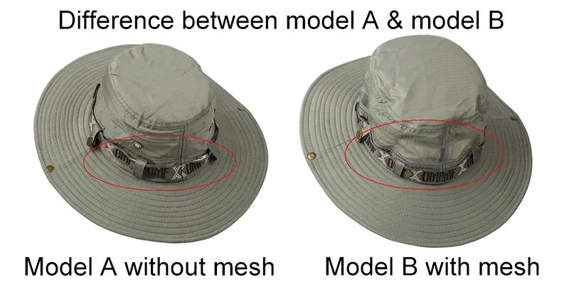 Summer Men Bucket Hat Outdoor UV Protection Wide Brim Panama Safari Hunting Hiking Hat