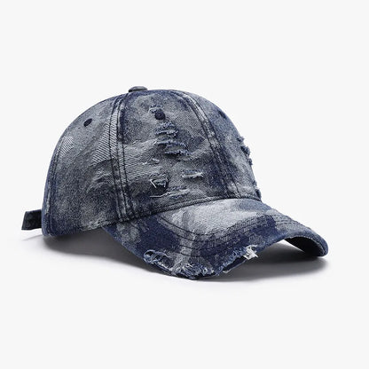 Distressed Denim Baseball Cap For Men