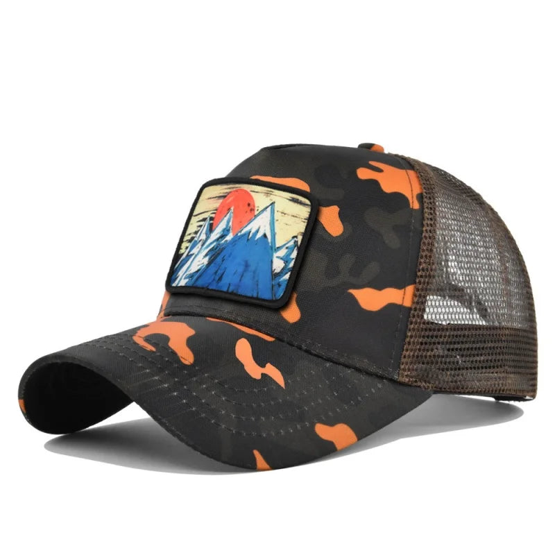 Letter Mesh Breathable Hat Women Men Embroidery Blocking Baseball Cap
