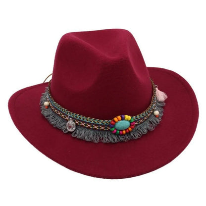 Ethnic Style Western Cowboy Hat Wide Brim Roll Brim Cowgirl Cap
