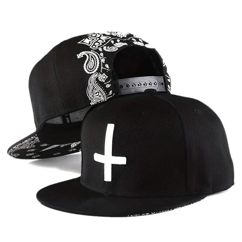 Unisex Flat Cross Embroidery Hip-Hop Hats