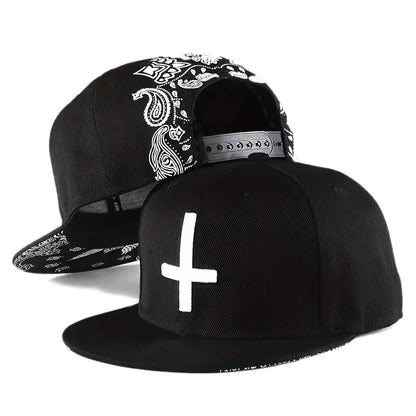 Unisex Flat Cross Embroidery Hip-Hop Hats