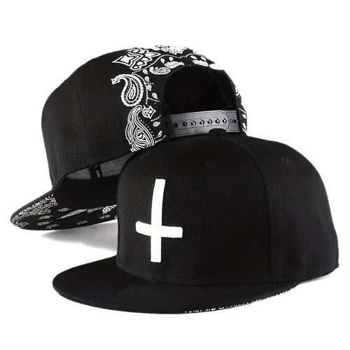Unisex Flat Cross Embroidery Hip-Hop Hats