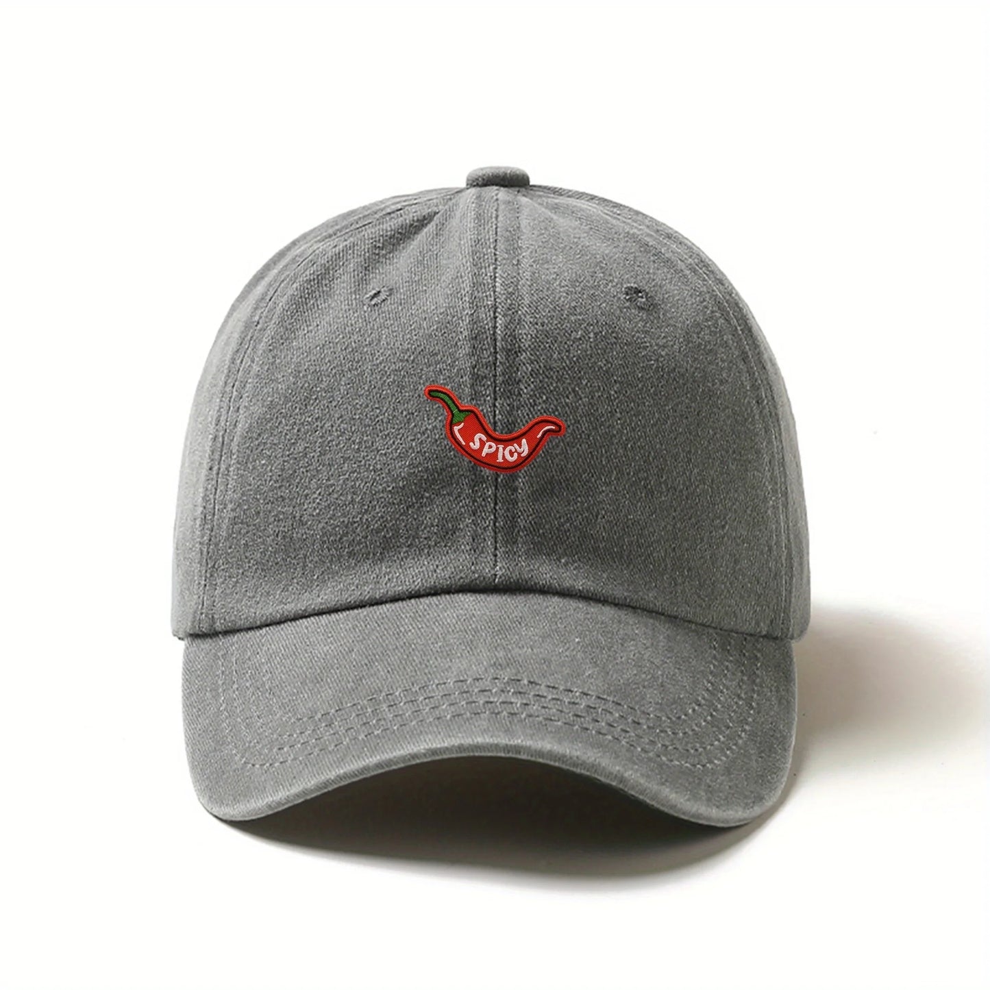 1pc Retro Washed Baseball Caps for Women,with Chili Pepper Embroidery