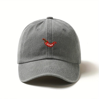 1pc Retro Washed Baseball Caps for Women,with Chili Pepper Embroidery