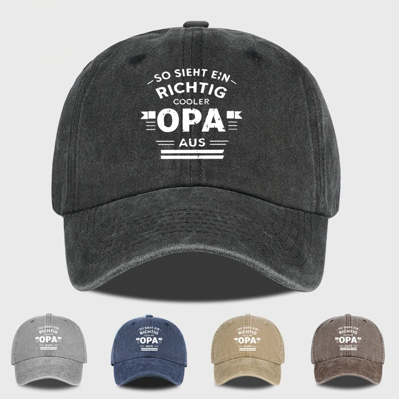 “Cooler Grandpa” German Slogan Vintage-Style Printed Baseball Cap