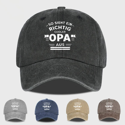 “Cooler Grandpa” German Slogan Vintage-Style Printed Baseball Cap