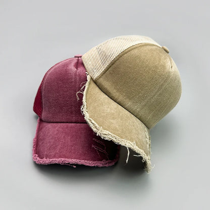 Mesh Solid Rotten Edged Baseball Hats
