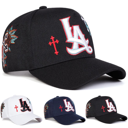 Unisex LA Letter Cross Embroidery Baseball Caps Spring and Autumn