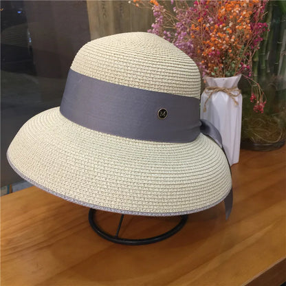 Woolen Rhinestone Solid Color Basin Hat Leisure Outdoor Beach Sun Hat