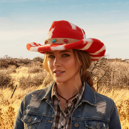 Trendy Fuzzy Cowgirl Hat For Women Men Western Hat